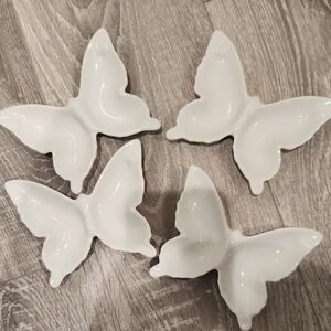 Ceramic White Butterfly Sushi Dishes, Wall Decor Set, Jewlery Holder